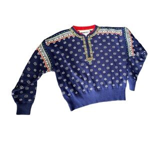 VTG Obermeyer Nordic Snowflake Ski Blurle Sweater Womens Large Red Wool …